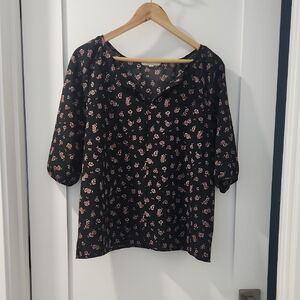 Floral Black Blouse